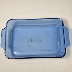 Anchor Hocking Blue Glass Baking Dish 2 Quart Rectangular Casserole Pan 8x11 USA